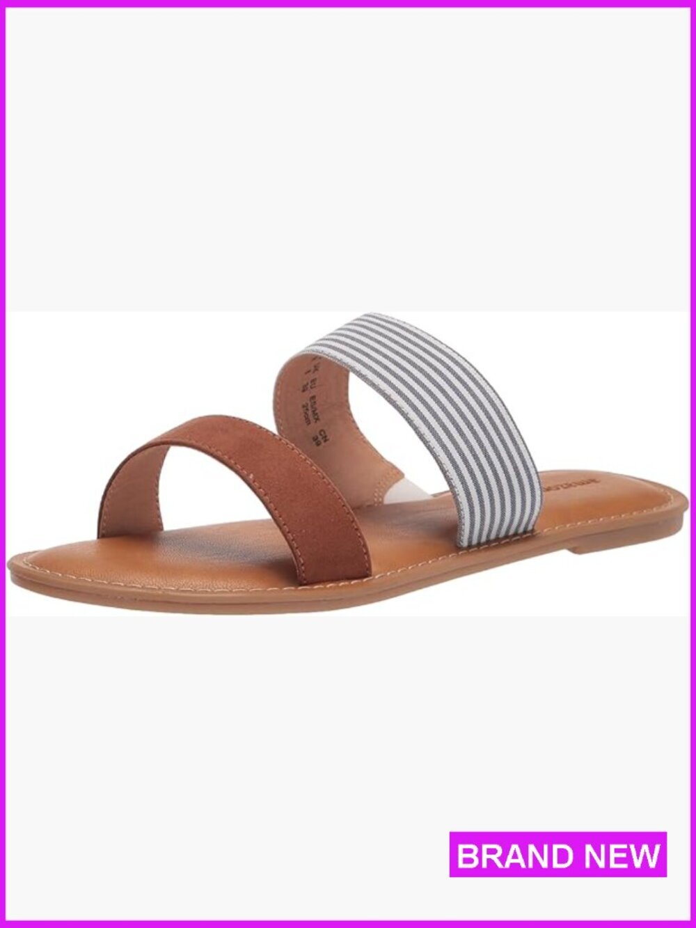 Two Band Slip On Open Toe Slide Sandals Flat Comfort Casual Summer